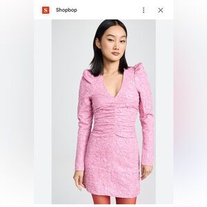 GANNI Stretch Jacquard V Neck Mini Dress